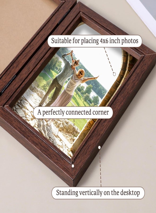 Qulkws 4 x 6 Inch 5 Folding Picture Frame Hinged Collage Photo Frames Rustic Desktop Family Photo Collage for Birthday Family Decor - Image 4